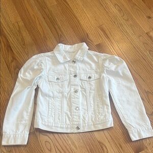 GAP White Jean Jacket Classic With Ruched Shoulders, Sz. M